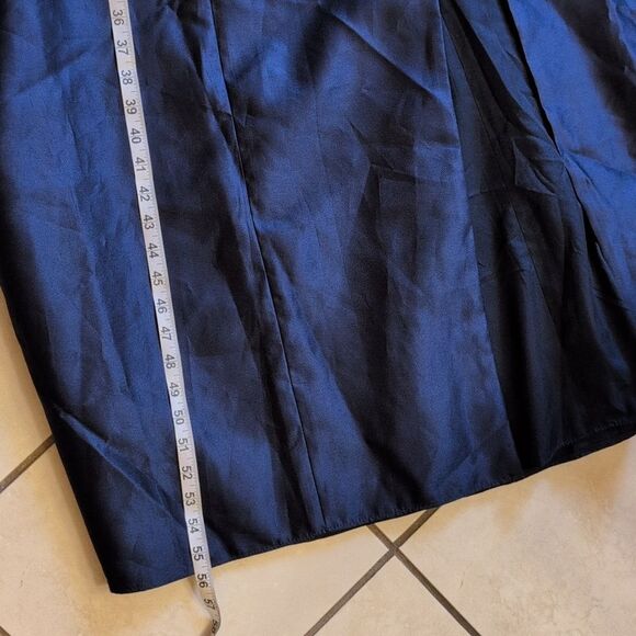 NWT Alfred Sung Off-The-shoulder Cuff Trumpet  Gown Slit Midnight Navy Blue 12 - Picture 12 of 13